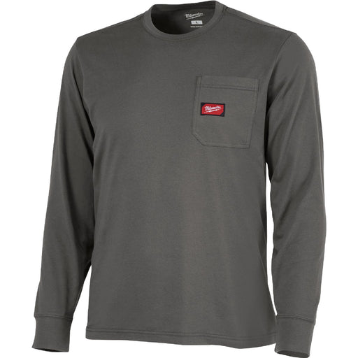 Milwaukee GridIron Small Gray Long Sleeve Heavy-Duty Pocket T-Shirt