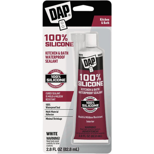 DAP 2.8 Oz. White  100% Silicone Kitchen & Bath Sealant