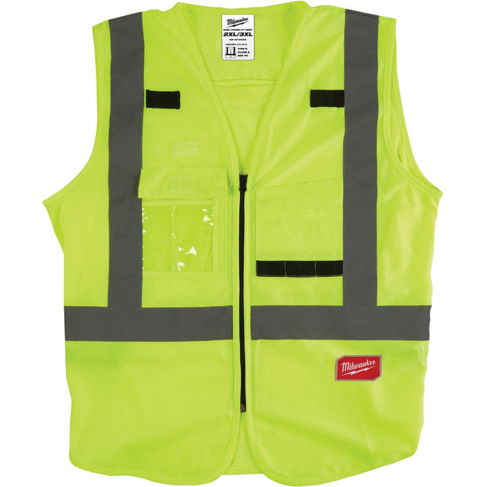 Milwaukee ANSI Class 2 Hi Vis Yellow Safety Vest, 2XL/3XL