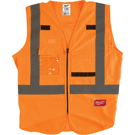 Milwaukee ANSI Class 2 Hi Vis Orange Safety Vest, L/XL