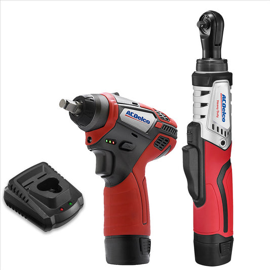 ACDelco ARW12102-K3 G12 Series 12V Cordless Li-ion 1/4" Brushless Rachet Wrench & 3/8" Impact Wrench Combo Tool Kit with 2 Batteries