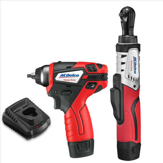 ACDelco ARW12102-K7 G12 Series 12V Cordless Li-ion 1/4" Brushless Rachet Wrench & Impact Wrench Combo Tool Kit with 2 Batteries