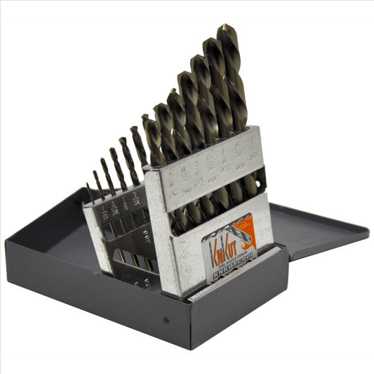 KnKut 15 Piece Left Hand Jobber Length Drill Bit Set 1/16"-1/2" by 32nds