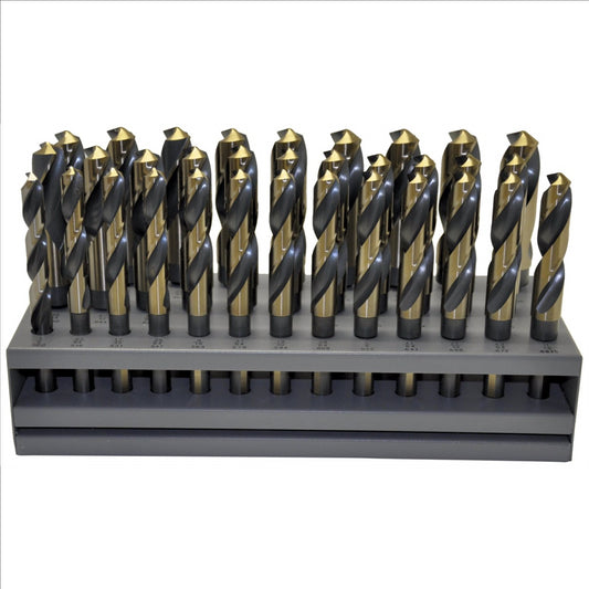 KnKut 33 Piece S&D 1/2" Reduced Shank Drill Bit Set 1/2"-1" by 64ths