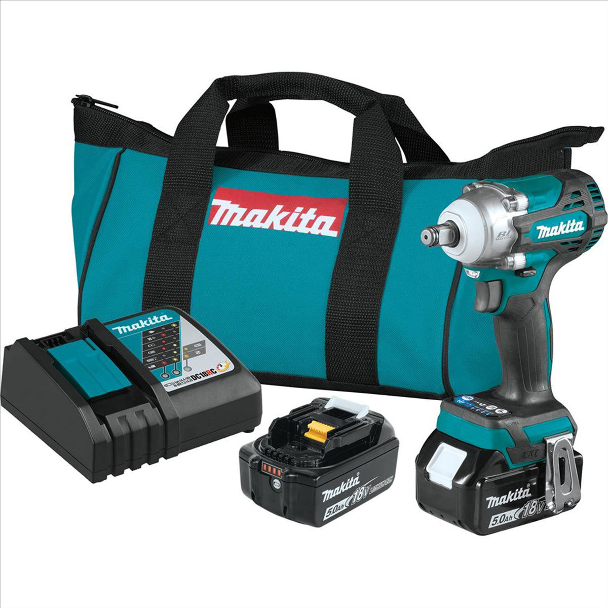 18V LXT&reg; Lithium-Ion Brushless Cordless 4-Speed 1/2" Sq. Drive Impact Wrench Kit w/ Friction Ring Anvil (5.0Ah)