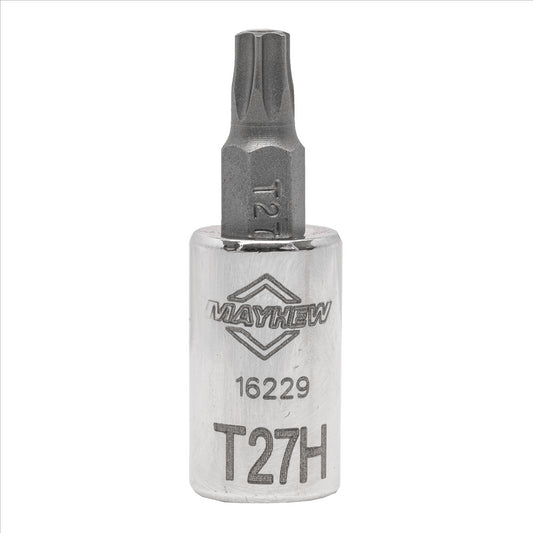 Mayhew T27H Tamper Torx&reg; Short Insert Socket Bit, 1/4-Inch Drive