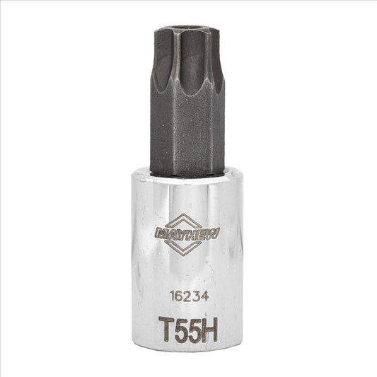 Mayhew T55H Tamper Torx&reg; Short Insert Socket Bit, 3/8-Inch Drive