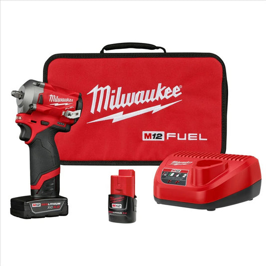 Milwaukee Tool M12 FUEL 3/8" Stubby Impact Wrench Kit (2554-22)