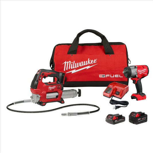 Milwaukee Tool M18 FUEL 1/2" HTIW w/ Friction Ring & Grease Gun Combo Kit (2967-22GG)
